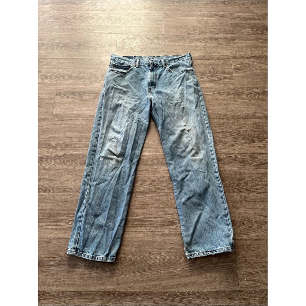 Vintage Levis 501 Straight Jeans Mens 34x30 Light Blue Distressed Cotton Denim